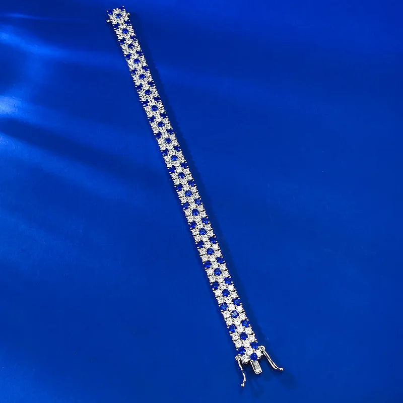 Charm Sapphire Moissanite Bangle Bracelet 100% Real 925 Sterling silver Wedding Bracelets For Women Bridal Promise Party Jewelry