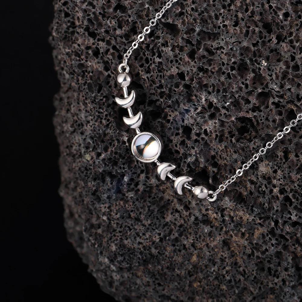 Genuine Moonstone Necklace for Women 925 Sterling Silver Moon Phase Necklace Triple Goddess Pendant Minimalist Necklace US Stock