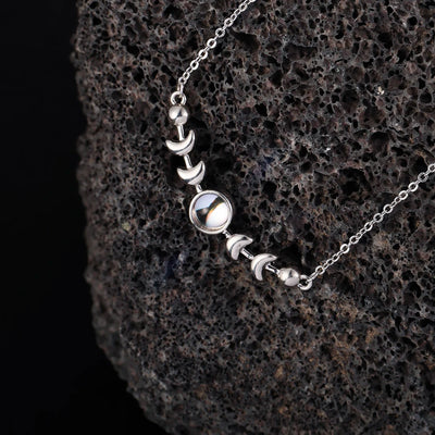 Genuine Moonstone Necklace for Women 925 Sterling Silver Moon Phase Necklace Triple Goddess Pendant Minimalist Necklace US Stock