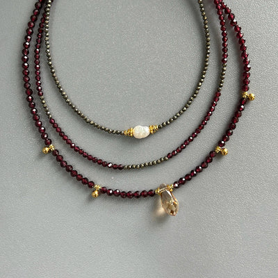 Bohemian Style, Garnet Birthstone Necklace Set