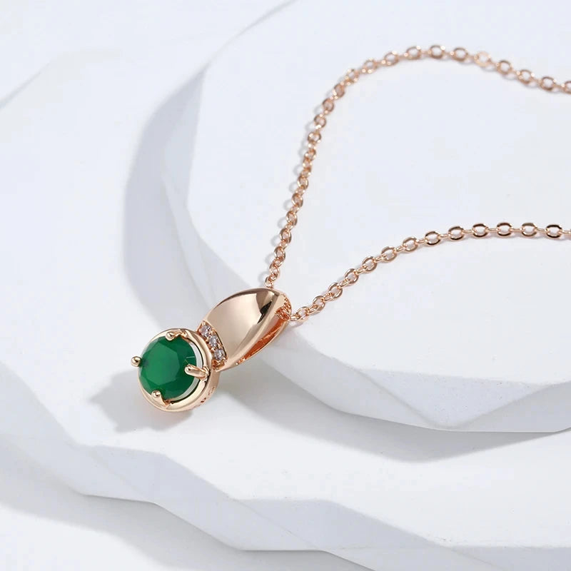 May Birthdays Kinel Hot Round Emerald Pendant Necklace