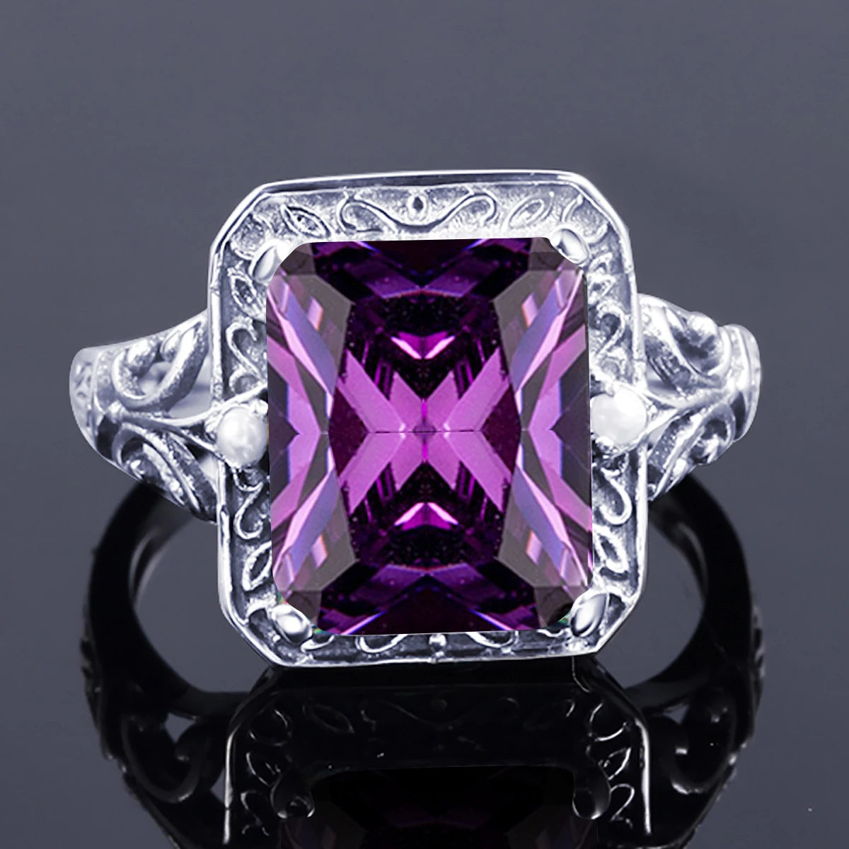 Szjinao Amethyst Ring Vintage Gemstone Ring 925 Sterling Silver For Woman Man Birthday Party Anniversary Gift Trend Fine Jewelry