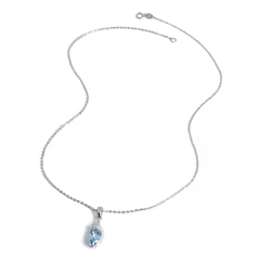 Women's 925 Sterling Silver Natural Sky Blue Topaz Pendant Necklace Fine Jewelry for Party Birthday Gift Daily Wear