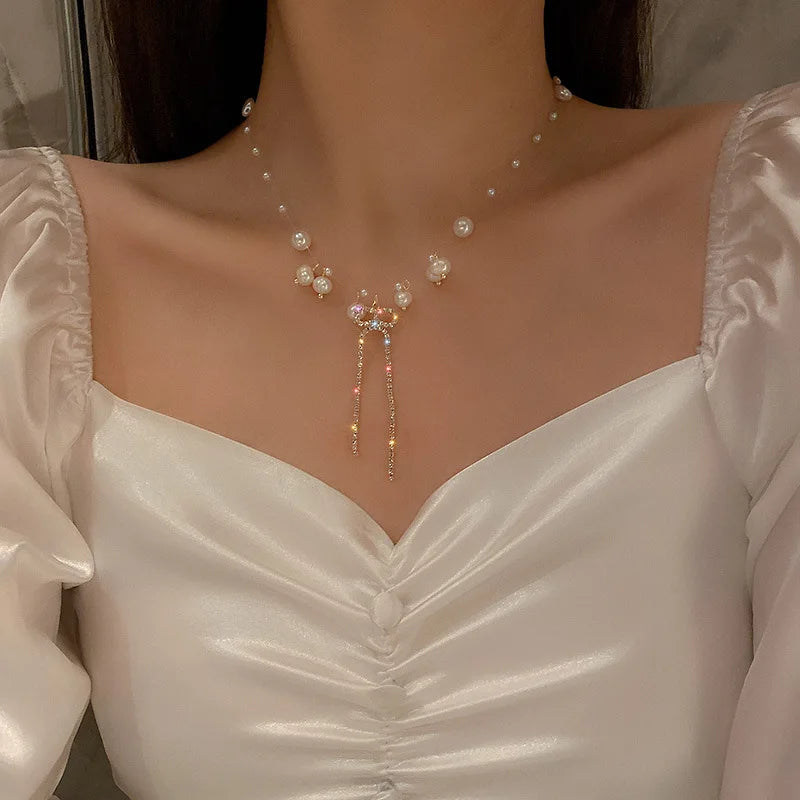 Simple Stacked Retro Imitation Emerald Green Pearl Multi-layer Necklace For Women Fashionable Jewelry Accessories Birthday Gifts