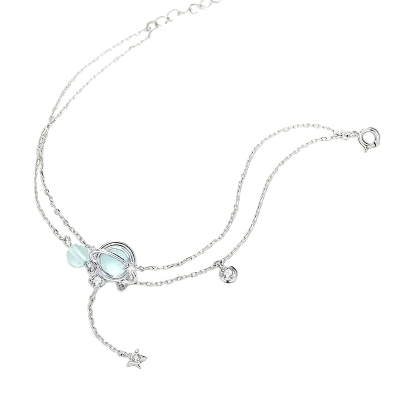 Aquamarine Crystal Encrusted Bracelet Elegant Feminine Trend Jewelry