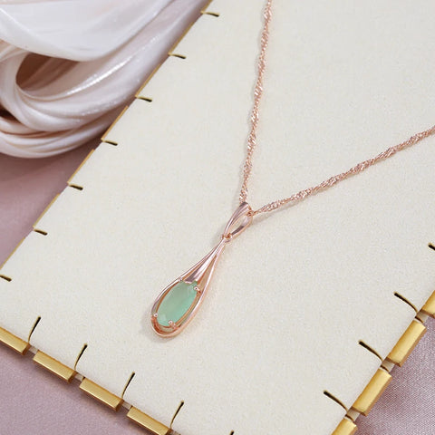 Green Emerald Natural Zircon Drop Pendant Necklace