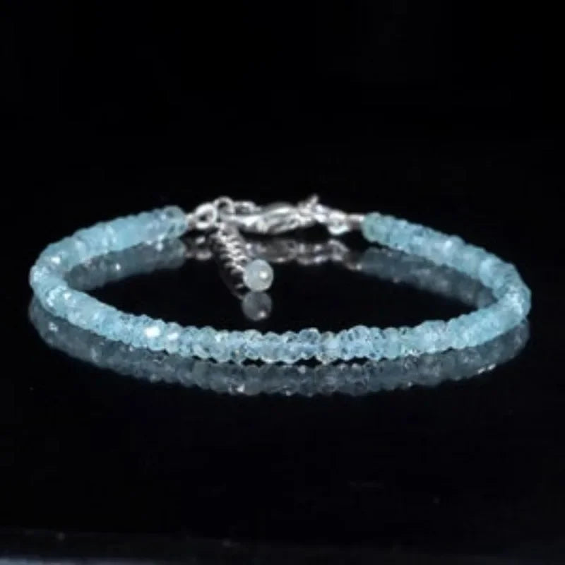 Aquamarine Bracelet - March Birthstone - Gem Vintage Aquamarine hand-beaded bracelet