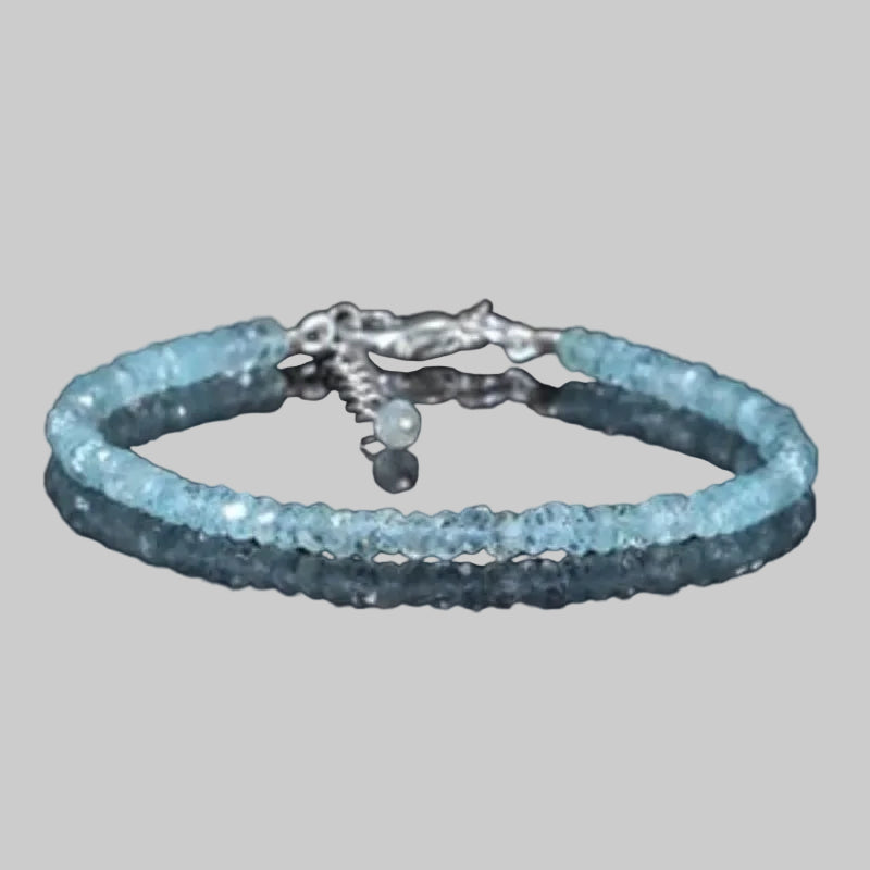 Aquamarine Bracelet - March Birthstone - Gem Vintage Aquamarine hand-beaded bracelet