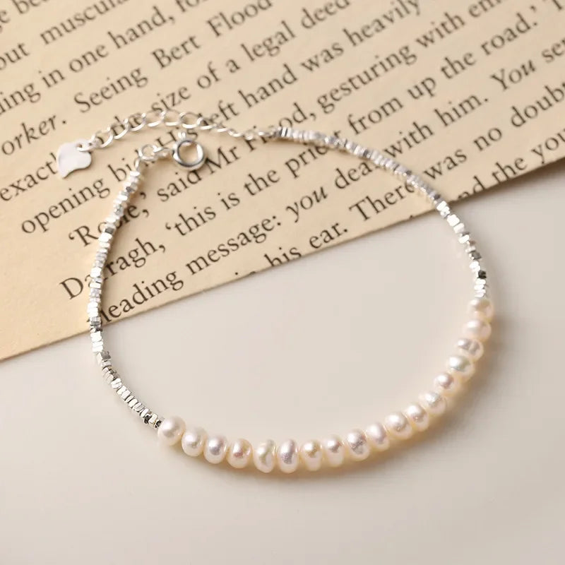 New 925 Sterling Silver Bracelet Pearls Knots Bracelet for Women Fashion Heart Pearls Bracelet  Luxury Jewelry Accessories Gift