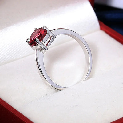 Classic Octagon Ring - Four Prong Garnet Birthstone Ring
