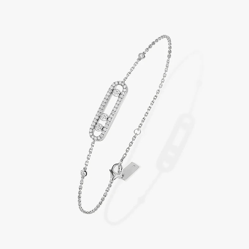 Luxury Diamond Birthstone Bracelet - White Gold Stacking Bangle