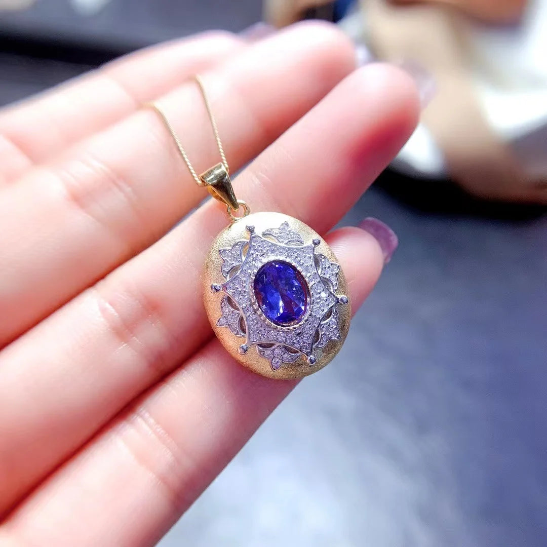 Large Tanzanite Pendant Necklace