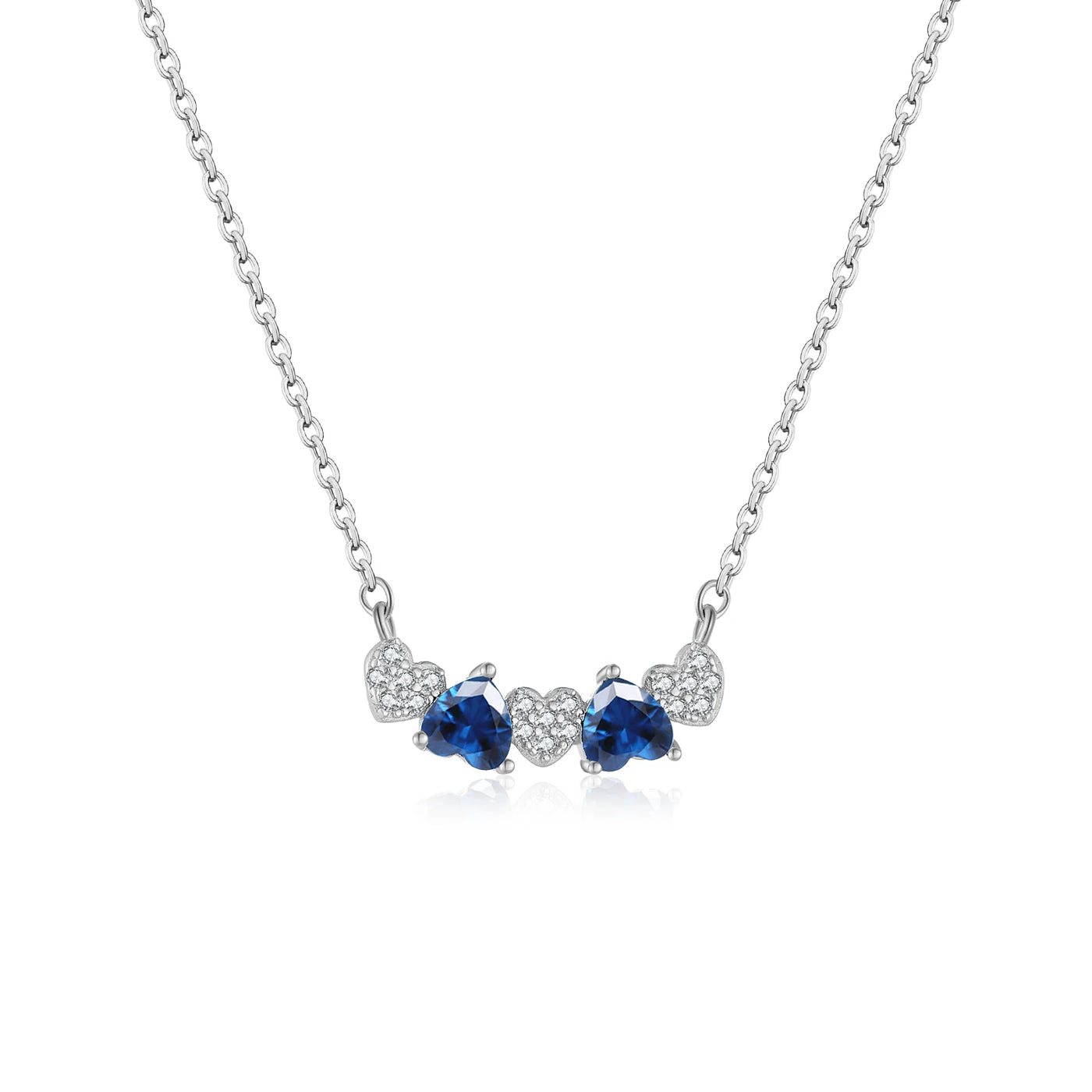 ANDYWEN 925 Sterling Silver Sweet Romantic Multi Heart Necklace Blue Sapphire & CZ Zirconia Dainty Dating Luxury Women Jewelry