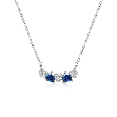 ANDYWEN 925 Sterling Silver Sweet Romantic Multi Heart Necklace Blue Sapphire & CZ Zirconia Dainty Dating Luxury Women Jewelry