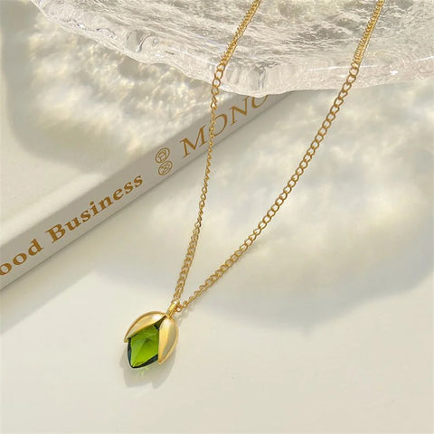 Green Zircon Pistachio Pendant Necklace