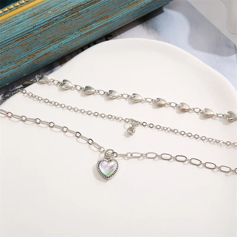 Heart Pendant Opal Necklace