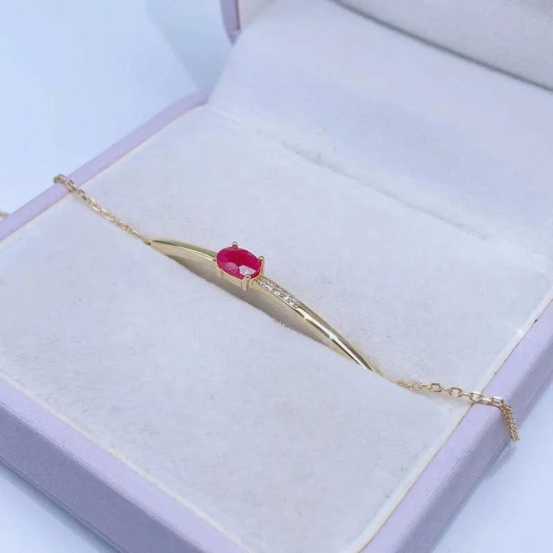 YULEM  Natural Natural Ruby Bracelet Gemstone Fine Jewelry for Women Anniversary Gift 925 Sterling Silver