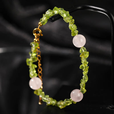 Natural Peridot Olivine Chip Stone Chain Bracelet Women Fashion Gemstone Classic Adjustable Reiki Healing Bracelets Friendship