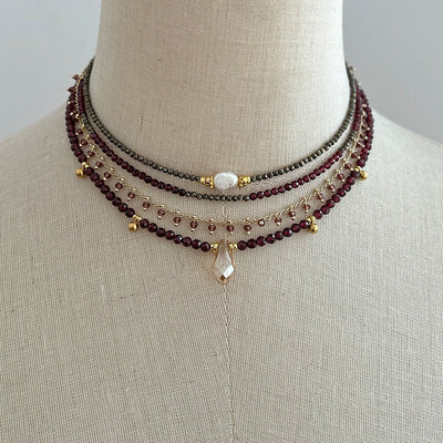 Bohemian Style, Garnet Birthstone Necklace Set