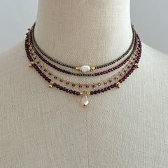 Fashion Natural Garnet Necklace Women Bohemian Handmade Beaded Jewelry Party Accessories