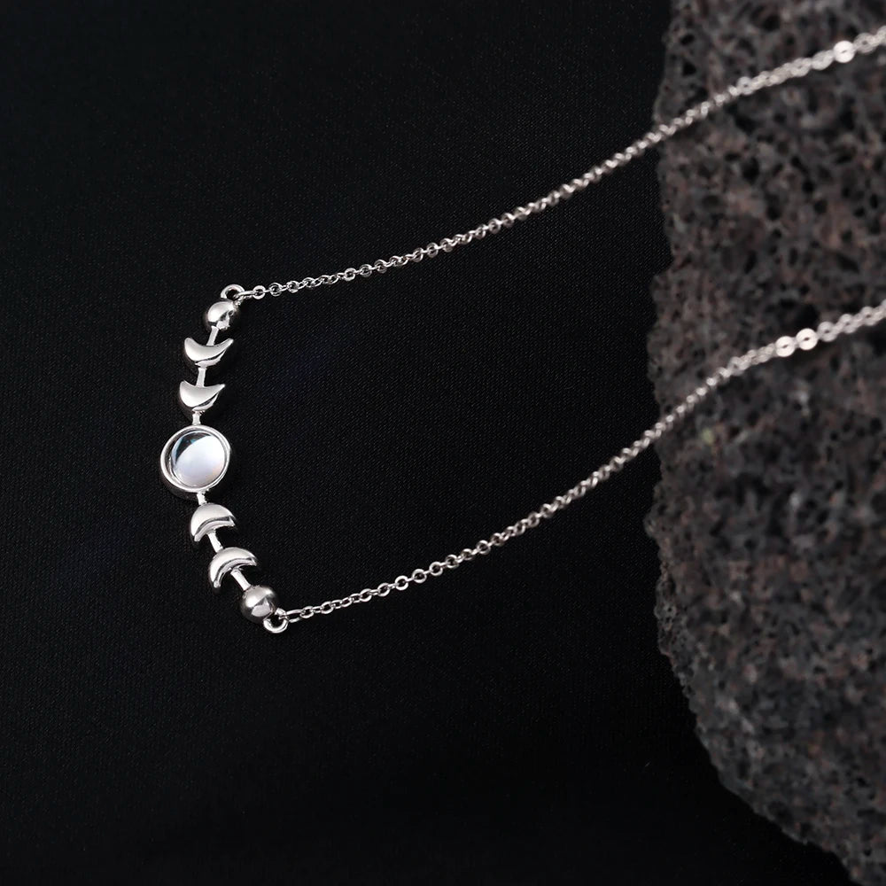 Genuine Moonstone Necklace for Women 925 Sterling Silver Moon Phase Necklace Triple Goddess Pendant Minimalist Necklace US Stock