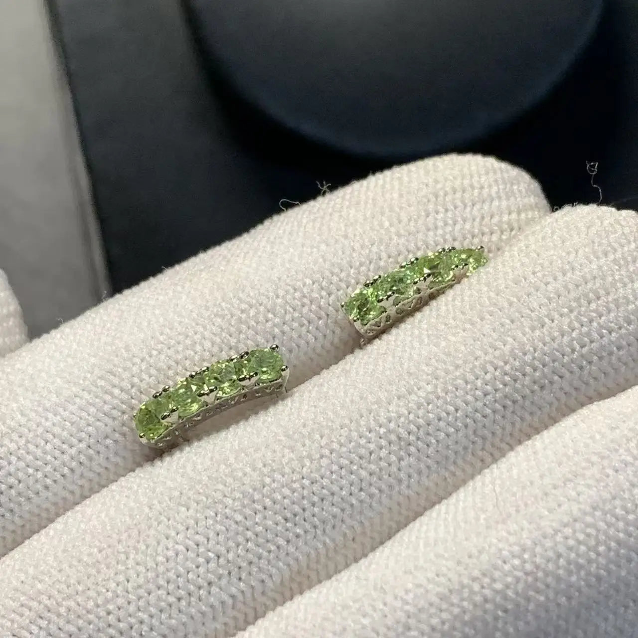 Vintage Natural Peridot Hoop Earrings Simple Classic Round Circle Gemstone Jewelry Handmade Fine Gift