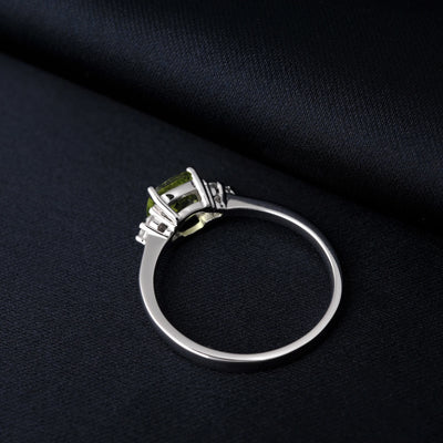 1.1ct Genuine Natural Peridot 925 Sterling Silver Solitaire Ring