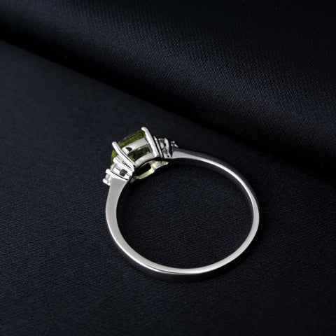 1.1ct Genuine Natural Peridot 925 Sterling Silver Solitaire Ring