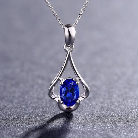 Retro 925 Silver Oval Ruby Gemstone Pendant for Women