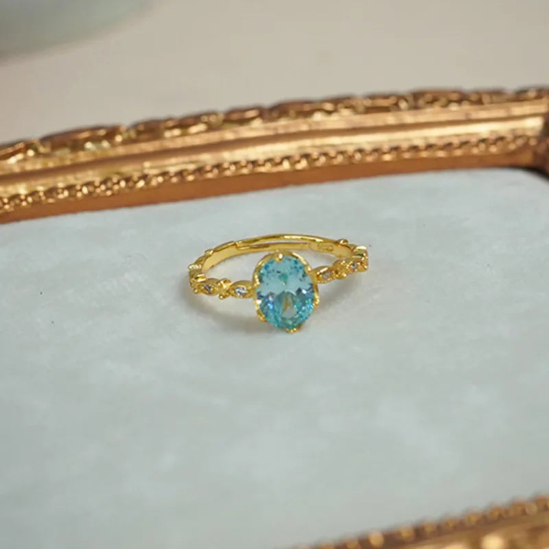 PANJBJ 925 Sterling Silve Moonstone Irregular Ring for Women Party Gift Adjustabler Personality Korean Dropshipping