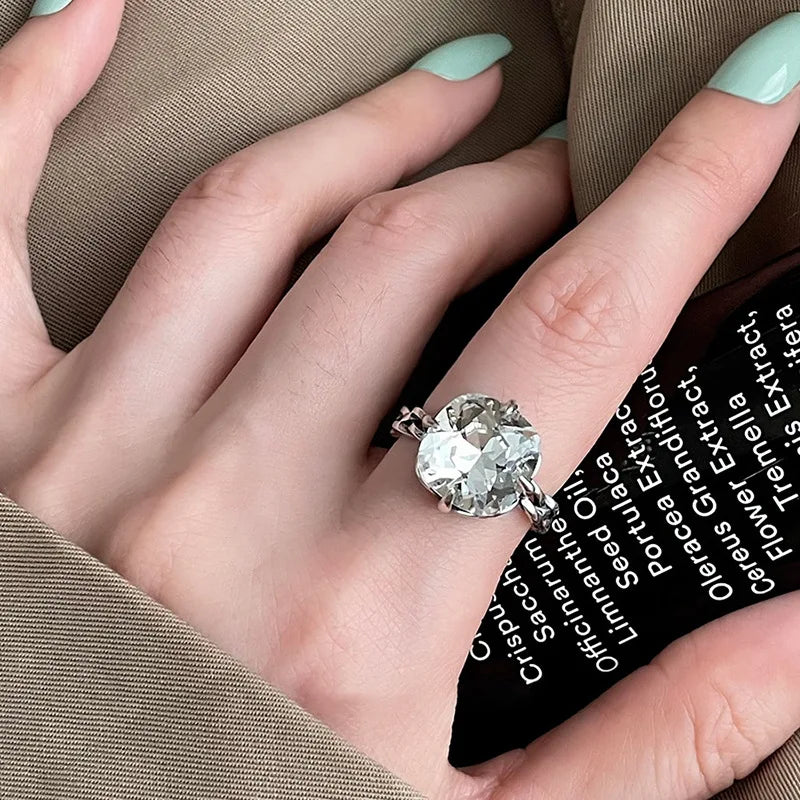 PANJBJ 925 Sterling Silve Moonstone Irregular Ring for Women Party Gift Adjustabler Personality Korean Dropshipping