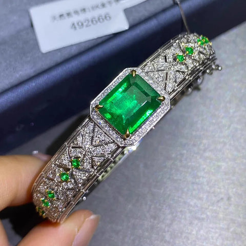 Dual Color Emerald Bracelet with Zircon Accents