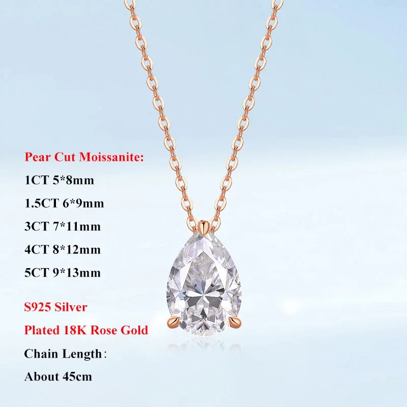 Color Moissanite Diamond Pendant for Women 925 Silver Plated 18k Rose Gold Chain Necklace GRA