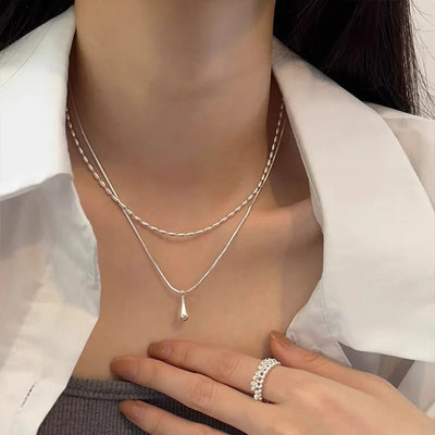 VENTFILLE 925 Sterling Silver Green Crystal Necklace for Women Girl Temperament Banquet Water Drop Jewelry Gift Dropshipping