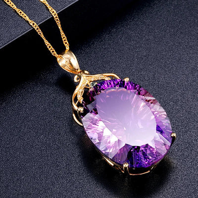 Shiny Purple Amethyst Pendants with Gold Filigree