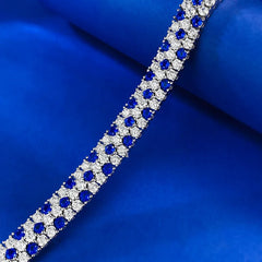 Charm Sapphire Moissanite Bangle Bracelet 100% Real 925 Sterling silver Wedding Bracelets For Women Bridal Promise Party Jewelry