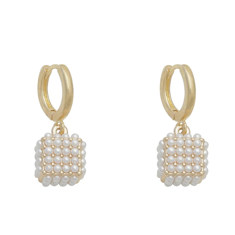 Premium Pearl Stereoscopic Square Pendant Earrings 2025 New Fashion Jewelry For Women‘s Eardrop party Girl’s Luxury Accessories