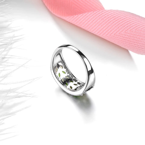 Natural Diopside and Peridot Silver Ring