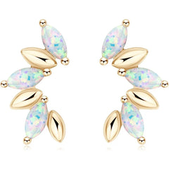 OXTAO Synthetic Opal Fashion Stud Earrings 3x6mm Marquise Shape Cut Ladies 925 Silver Piercing Temperament Earring Jewelry Gift