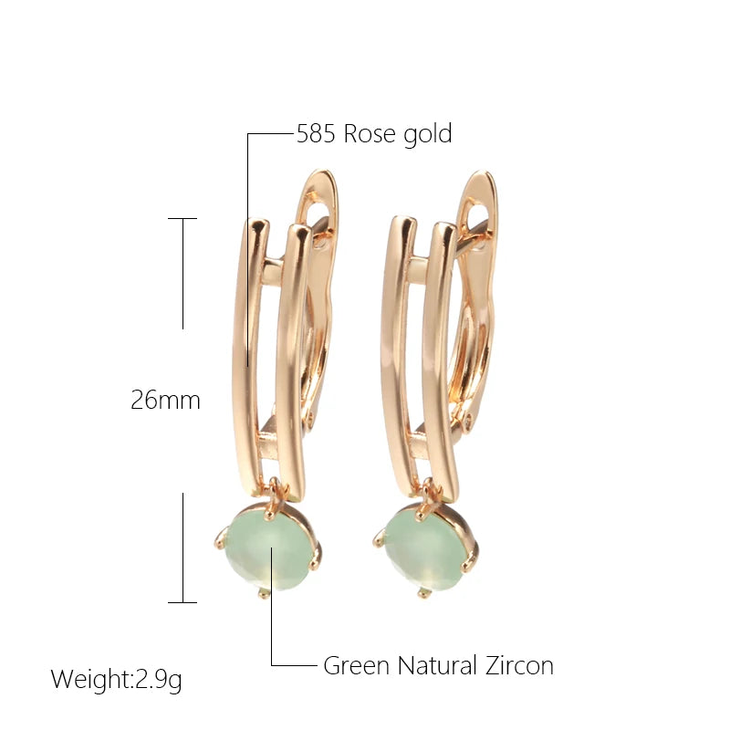 SYOUJYO Water Drop Emerald Green Natural Zircon Earrings For Women 585 Rose Gold Color Wedding Jewelry Luxury Dangle Earrings