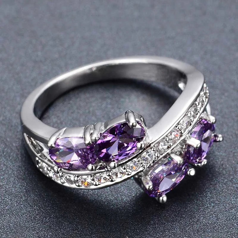 Chic Purple Zirconia Engagement Ring