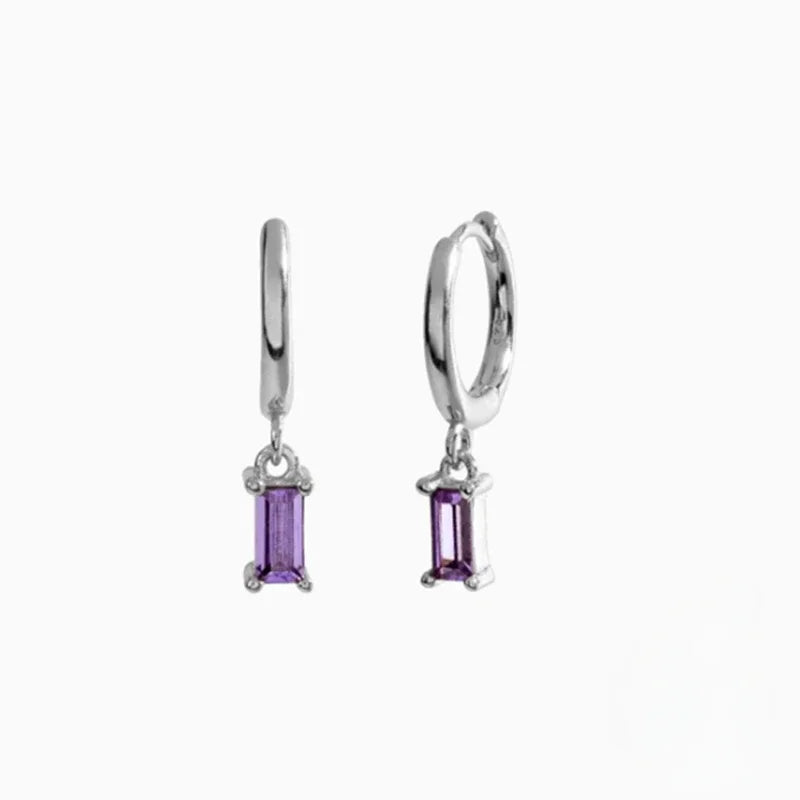 French Emerald Geometric Hoop Stainless Steel Earrings for Women Party Jewelry Accessories Trendy Zircon Crystal Drop Earring