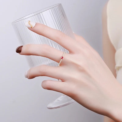 2022 NEW Exquisite 18K Gold Ruby Pink Ring For Women Single Row Diamond Crystal Genuine S925 Silver Anniversary Gift Jewelry