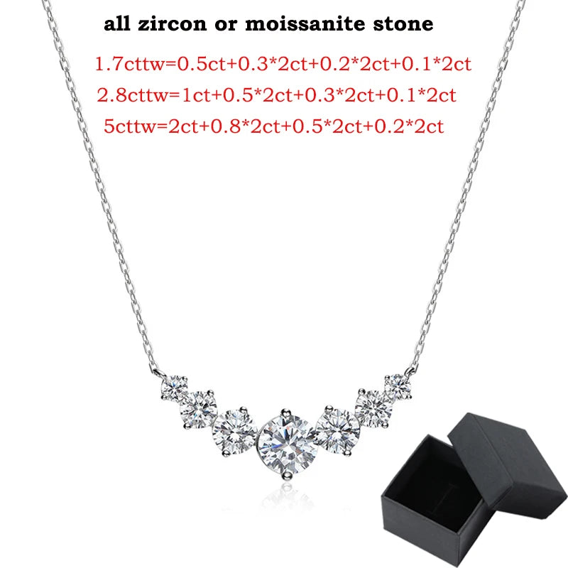Moissanite Necklace for Women Smile Princesses Sparkling Diamond Pendant S925 Sterling Silver Plated PT950