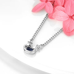Natural Blue Sapphire Silver Necklace 0.8 Carats Genuine Precious Gemstone S925 Exquisite Romantic Fine Jewelrys Birthday Gifts
