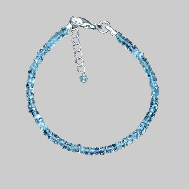 Aquamarine Bracelet - March Birthstone - Gem Vintage Aquamarine hand-beaded bracelet