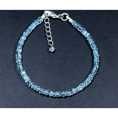 Aquamarine Bracelet - March Birthstone - Gem Vintage Aquamarine hand-beaded bracelet