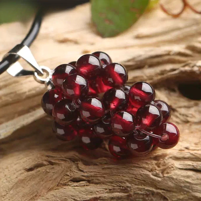 Garnet Birthstone Grape Pendant & Necklace