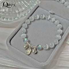 Jewelry Women's New Moonlight Crystal Bracelet Opal Aquamarine Light Luxury Leaf Elastic Bracelet