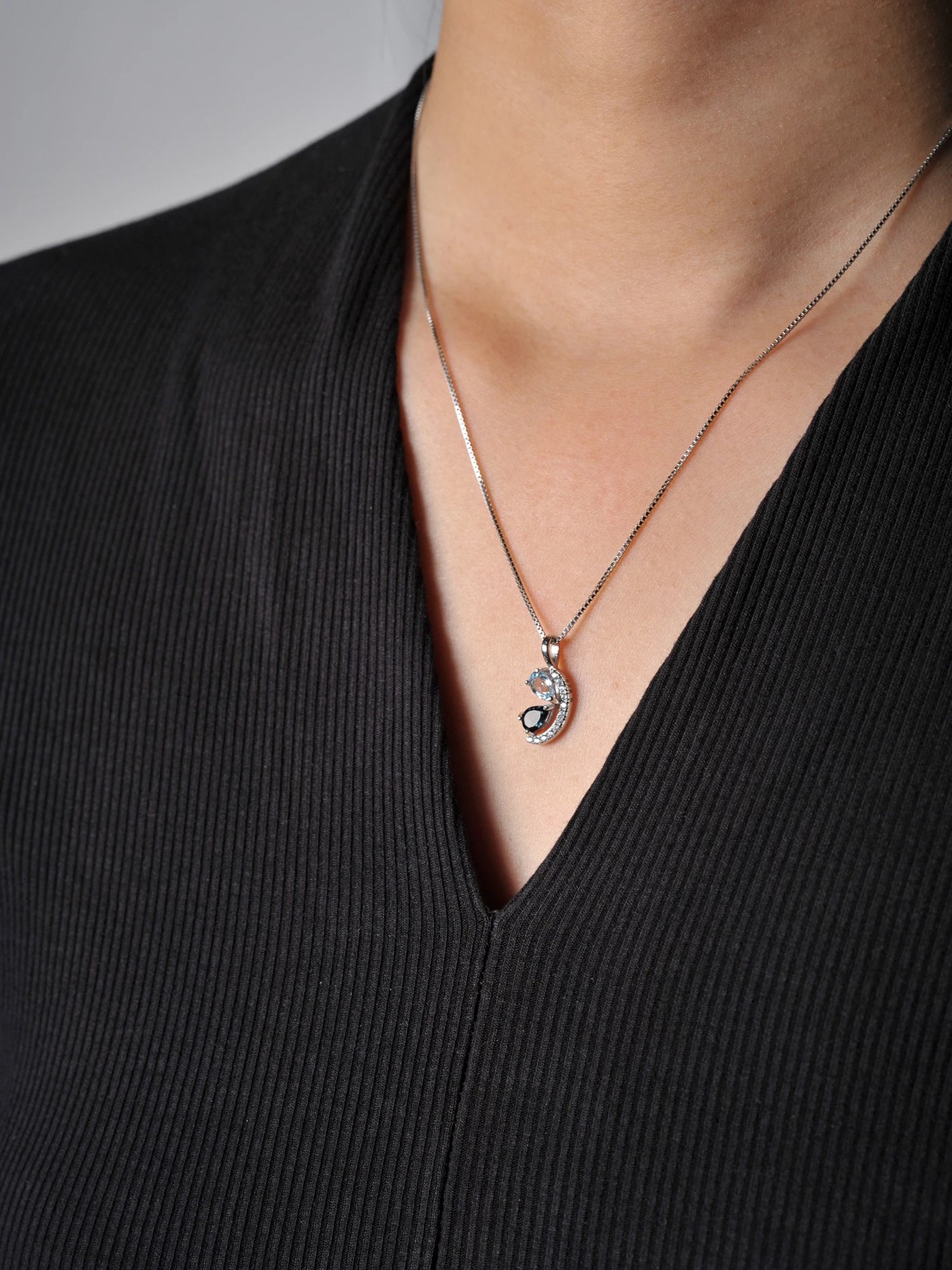 Potiy Pear Natural London Blue Topaz Sky Blue Topaz Pendant Necklace No Chain 925 Sterling Silver For Women Daily Jewelry